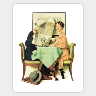 Norman Rockwell At The Breakfast Table 1930 Portrait Sticker